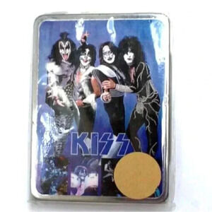 Vtg Sealed Kiss Band Memorabilia Rock Metal / Tin Cigarette Case Gene Simmons